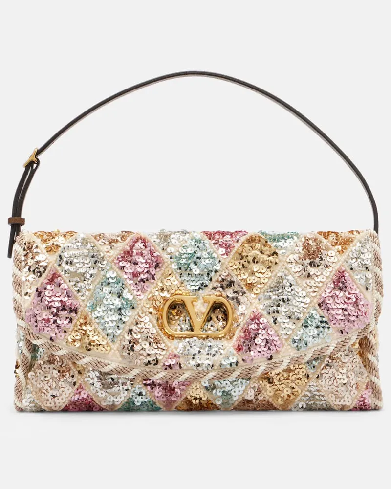 Valentino Garavani Schultertasche DeVain Small mit Pailletten Multicolor