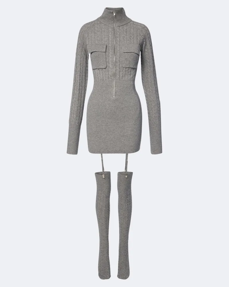 Aya Muse Set Rovo aus Minikleid und Overknee-Strümpfen Grau