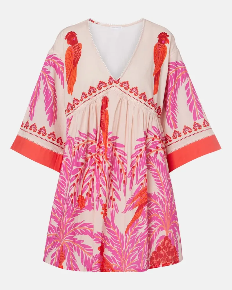 Poupette St Barth Bedrucktes Minikleid Mahault aus Baumwolle Rosa