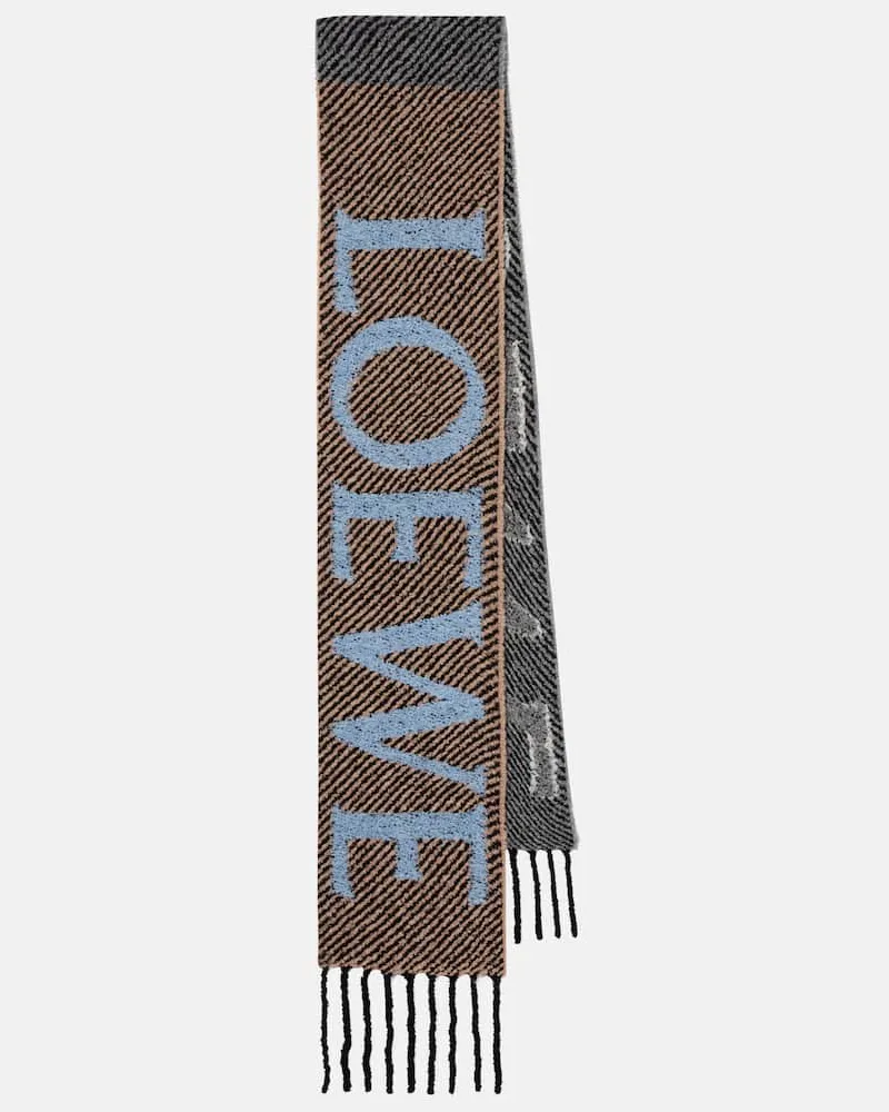Loewe Schal aus einem Alpakawollgemisch Blau