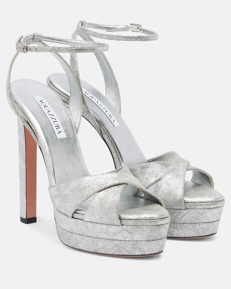 Aquazzura Plateausandalen Divine 130 Silber