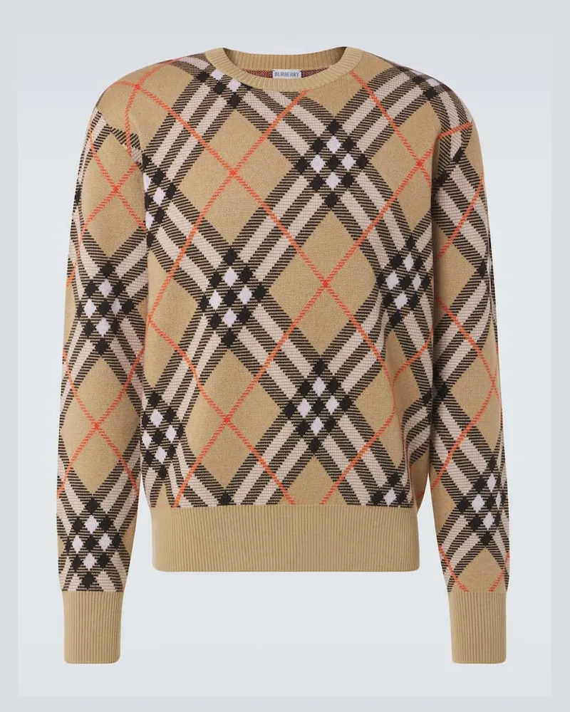 Burberry Pullover  Check aus einem Wollgemisch Beige