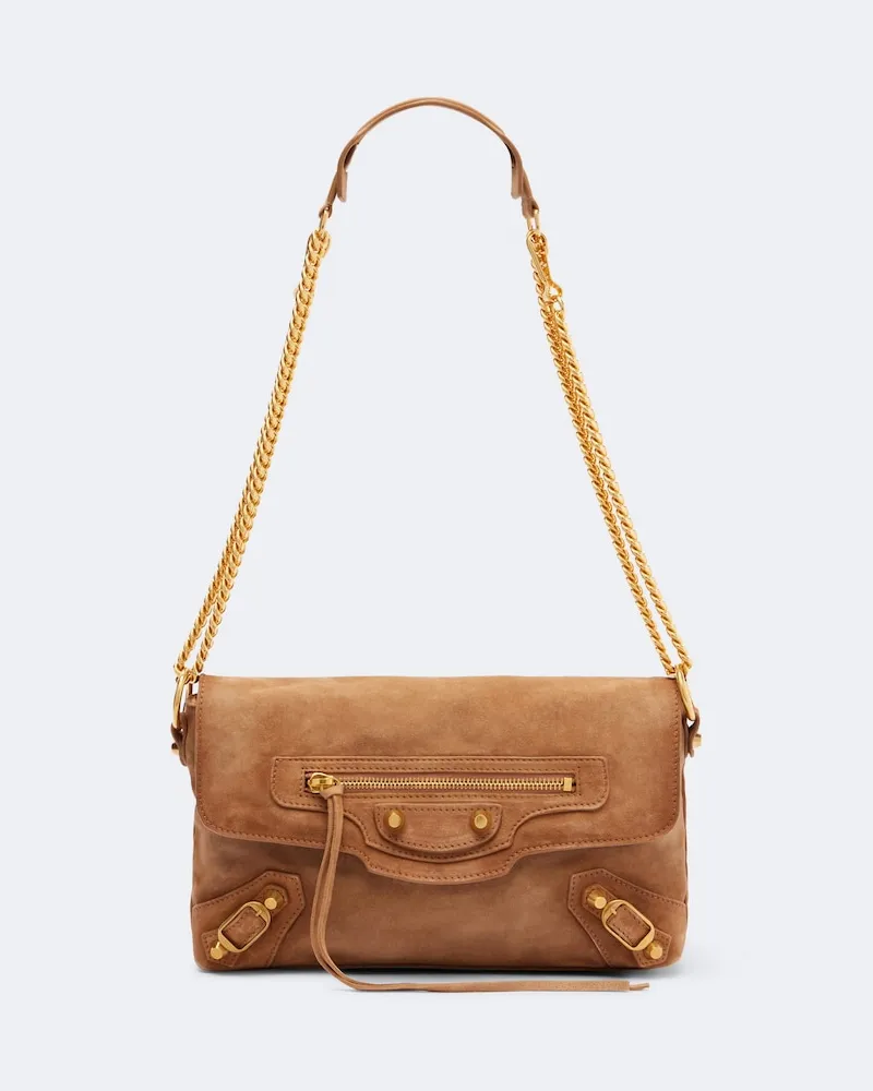Balenciaga Schultertasche Le City aus Veloursleder Braun