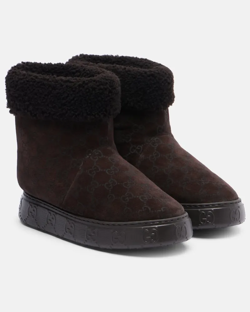 Gucci Schneestiefel Nat GG aus Veloursleder Braun