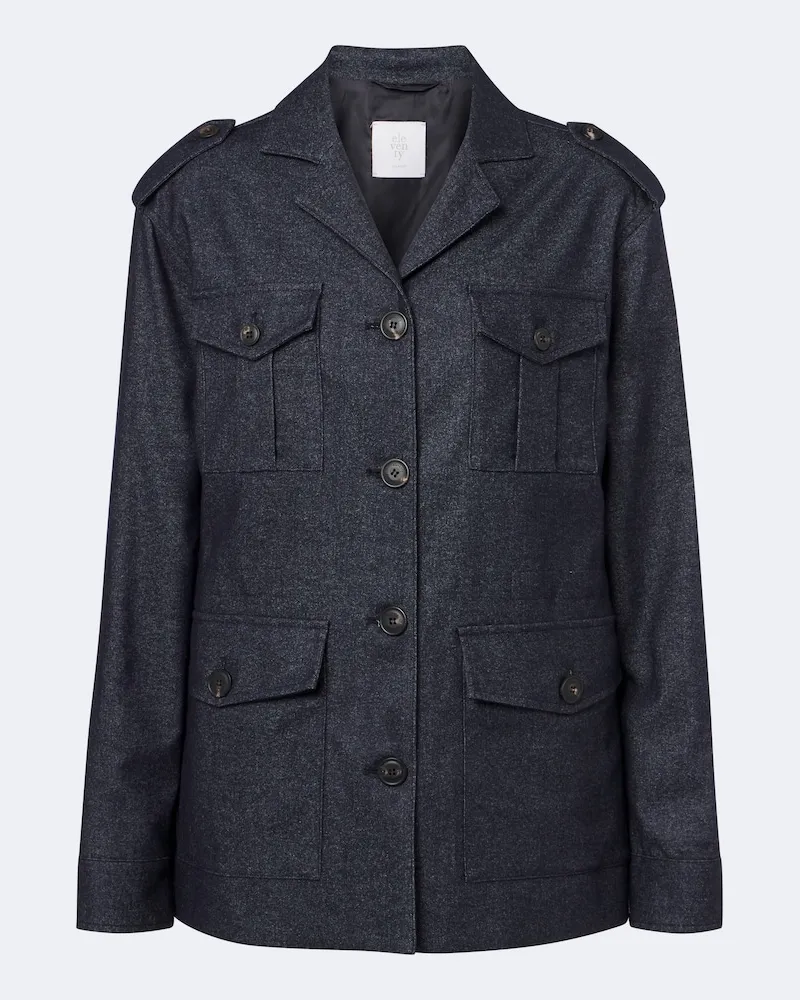 Eleventy Jacke aus einem Wollgemisch Blau
