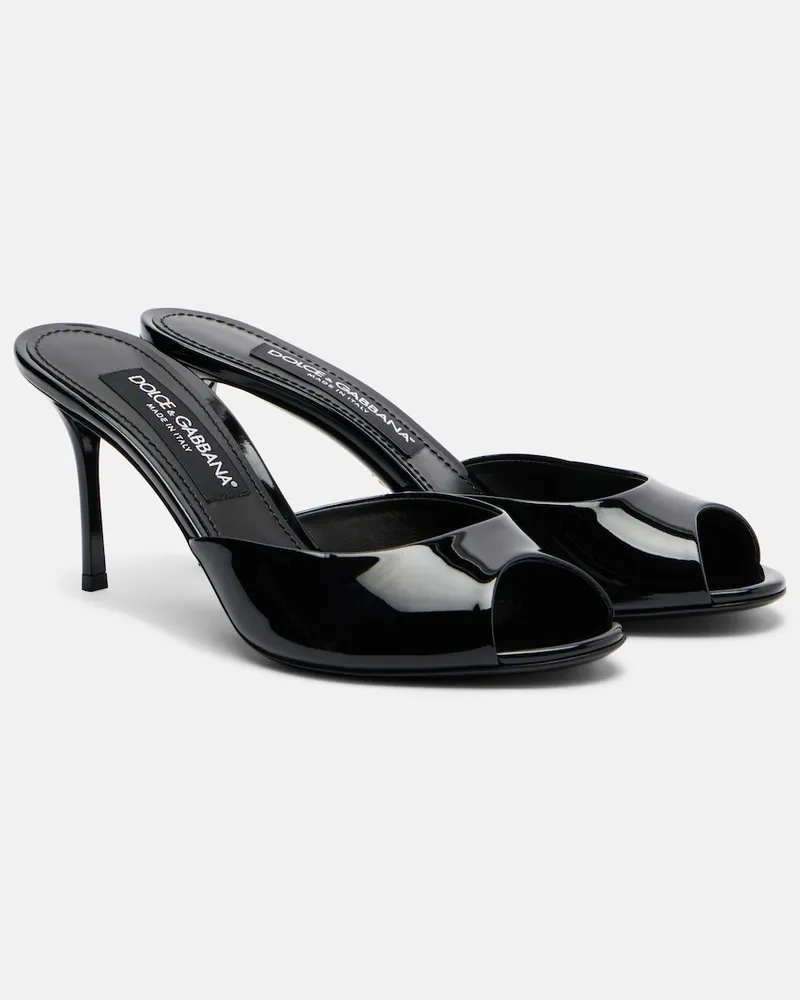 Dolce & Gabbana Pantoletten Keira aus Lackleder Schwarz