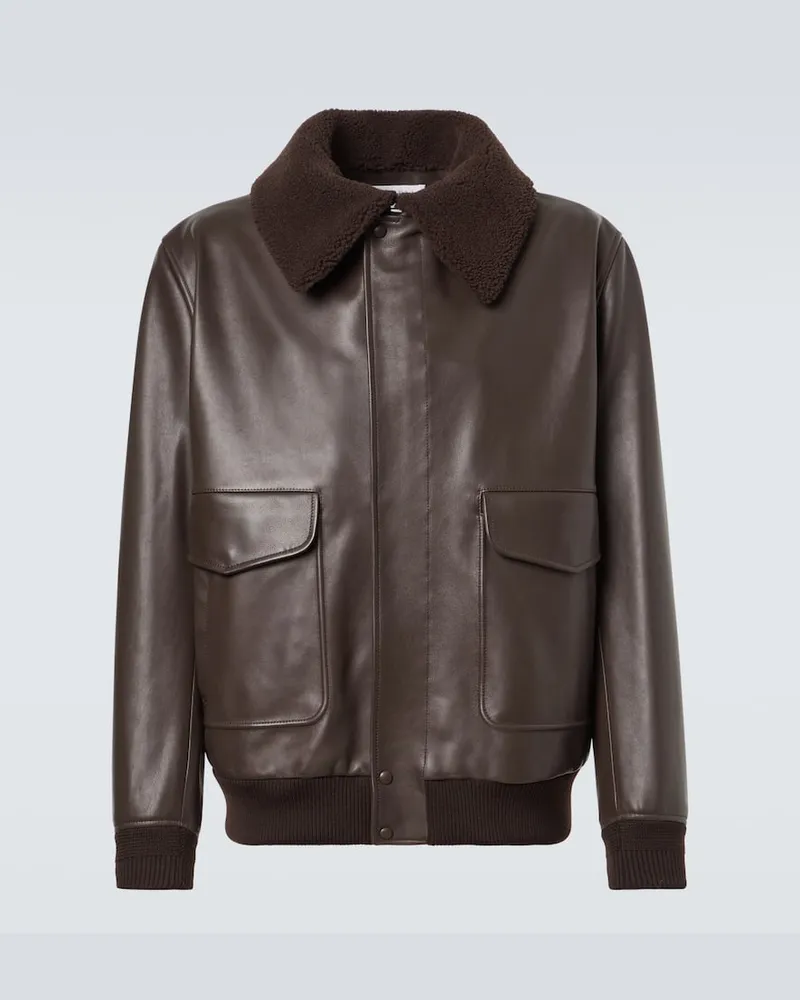 Gabriela Hearst Bomberjacke aus Leder mit Shearling Braun