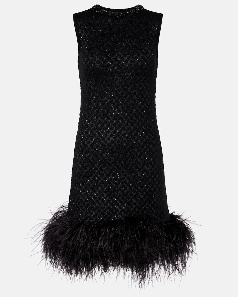 Max Mara Minikleid Novara mit Federn Schwarz