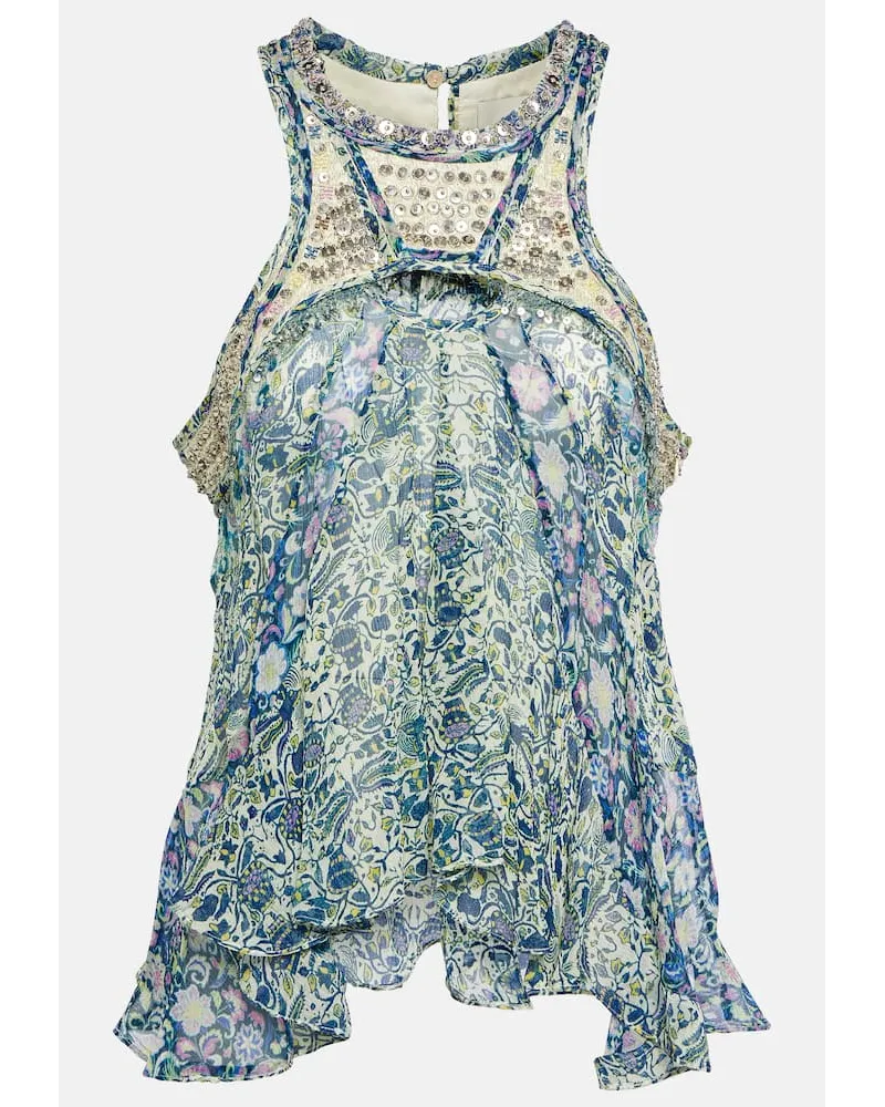 Isabel Marant Bedrucktes Top Onyle aus Seidenchiffon Multicolor