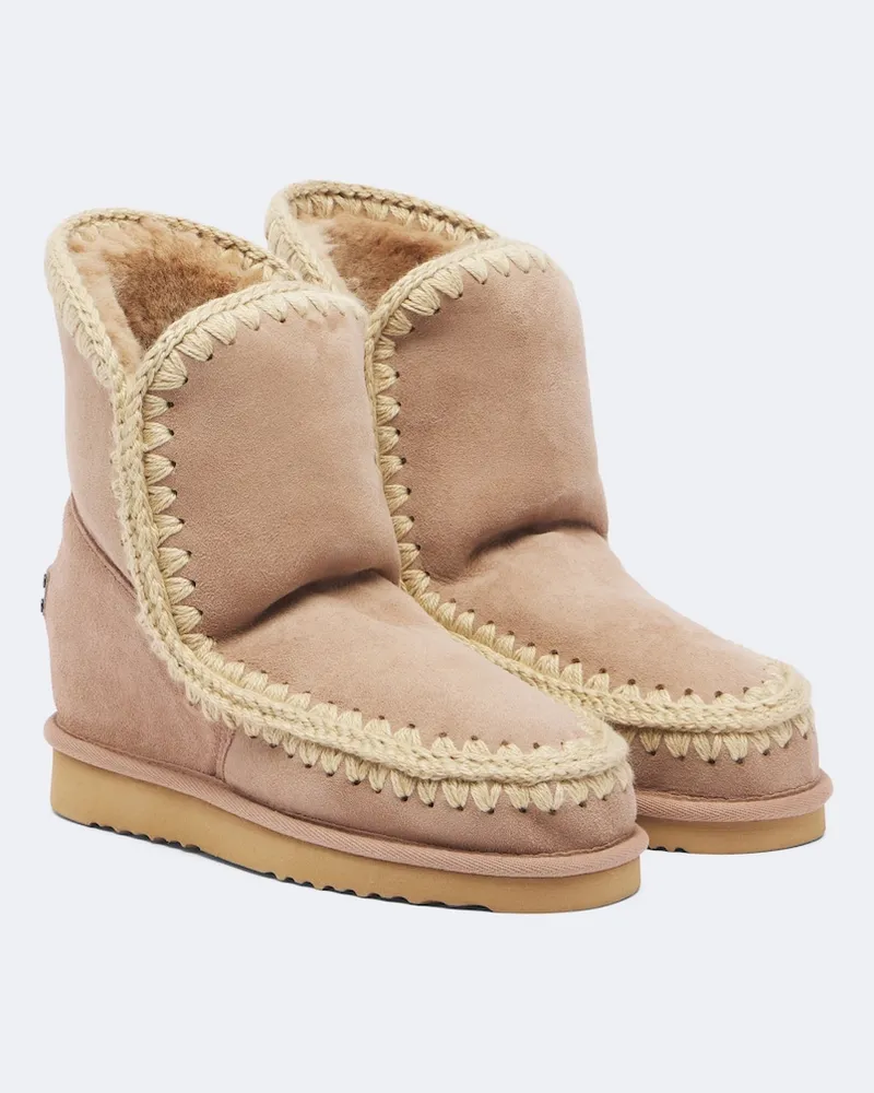 Mou Ankle Boots Inner Wedge mit Shearling Beige