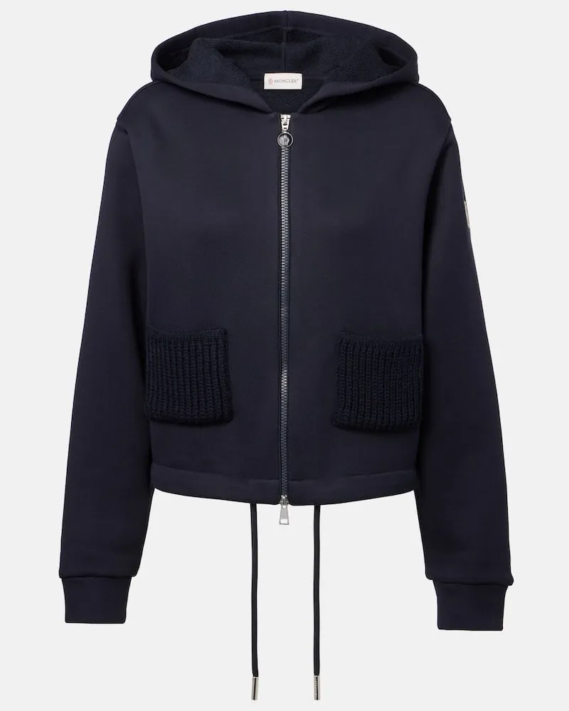 Moncler Kapuzenjacke aus Jersey Blau