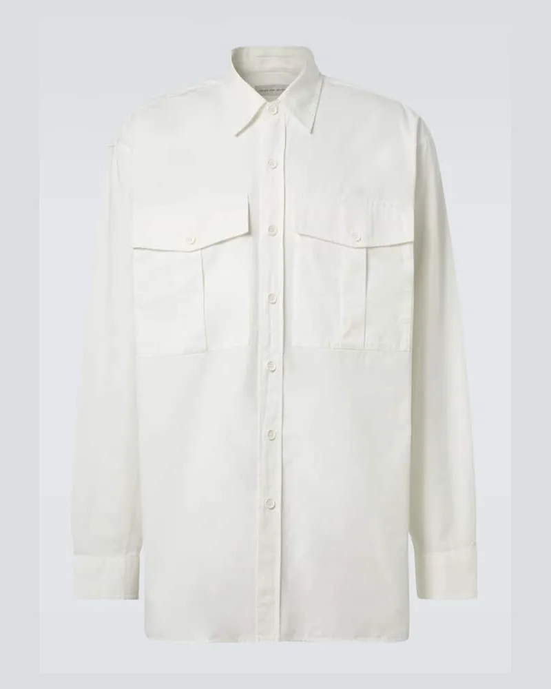 Dries van Noten Oversize-Hemd aus Baumwoll-Twill Weiß