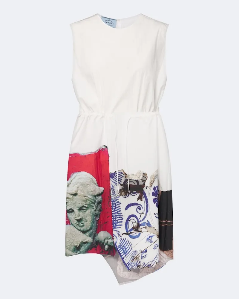 Prada Bedrucktes Midikleid Weiß