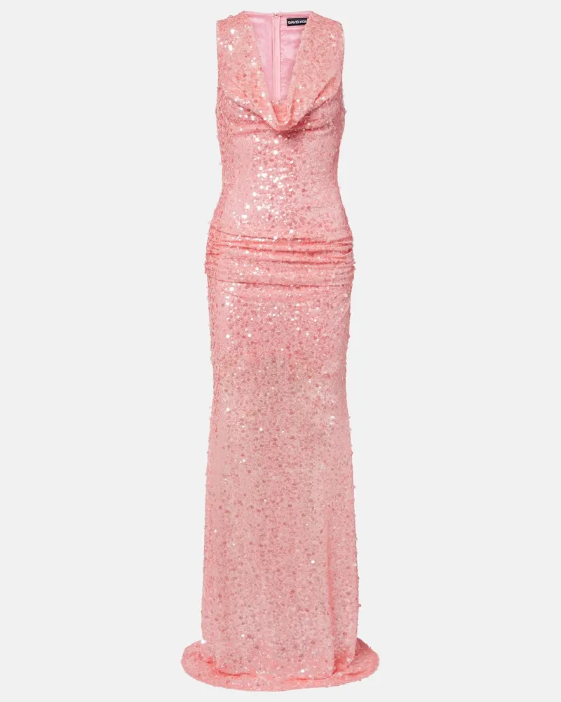 David Koma Mit Pailletten drapierte Robe Rosa