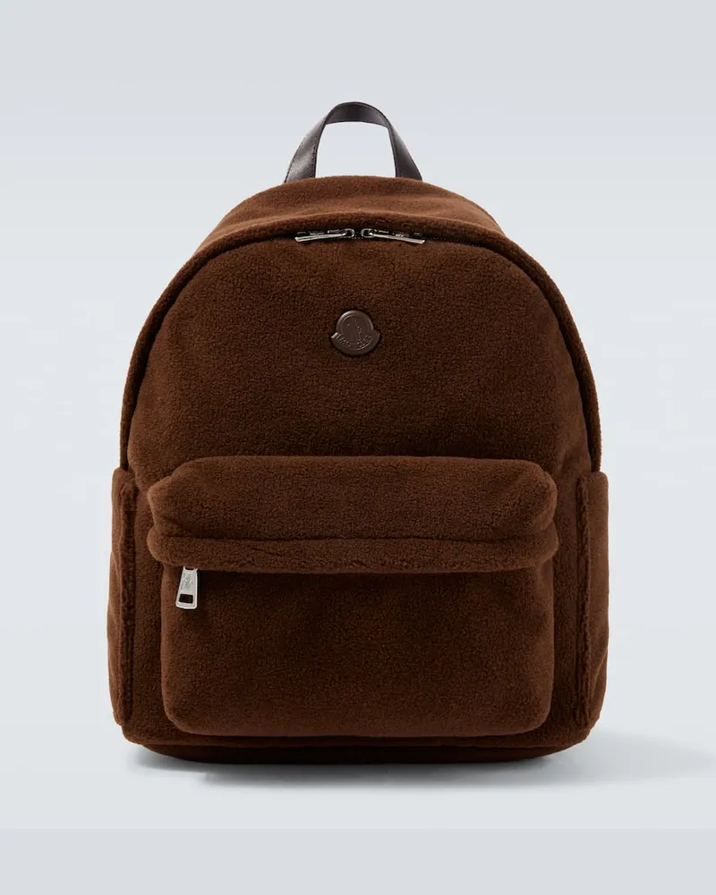 Moncler Rucksack New Pierrick aus Teddyfleece Braun