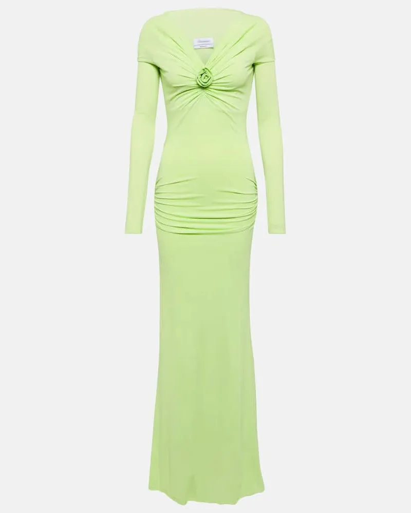 Blumarine Verzierte Off-Shoulder-Robe Grün