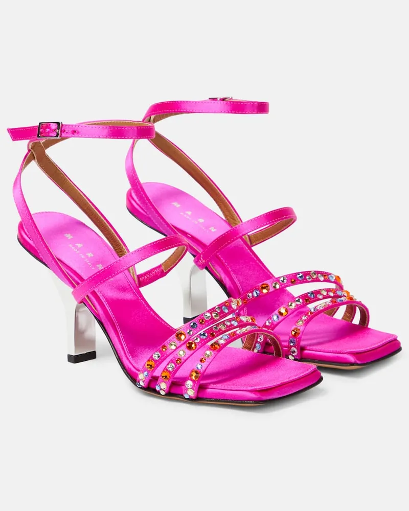 Marni Verzierte Sandalen aus Satin Rosa