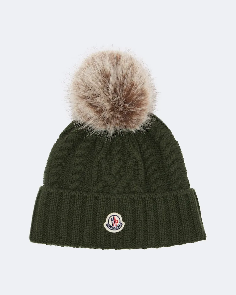 Moncler Mütze aus Wolle und Kaschmir Grün