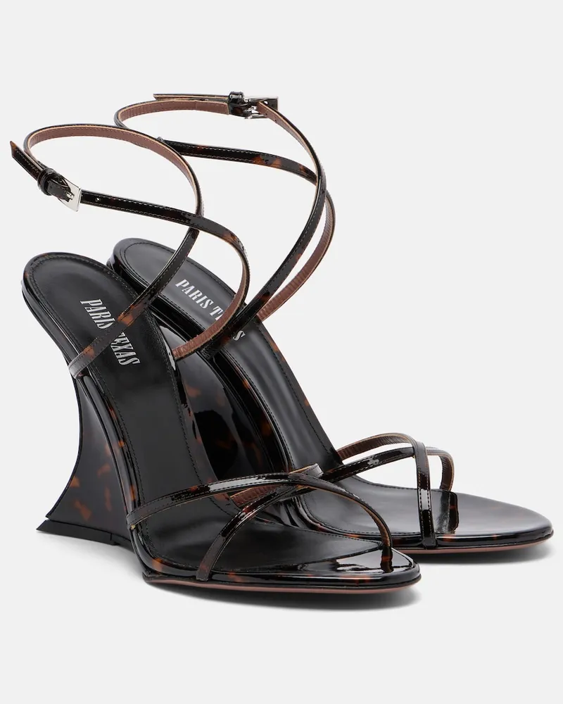 Paris Texas Wedge-Sandalen Nina aus Lackleder Braun