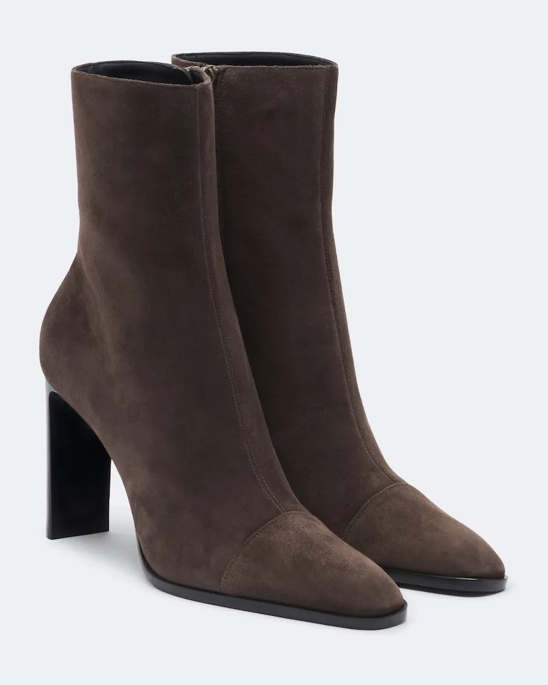 Saint Laurent Ankle Boots Venetia aus Veloursleder Braun