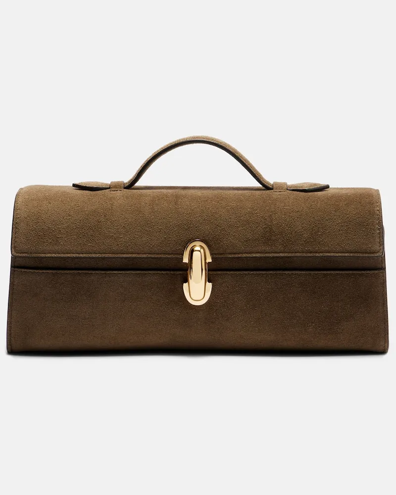 SAVETTE Tote Bag Slim Symmetry aus Veloursleder Grã¼n