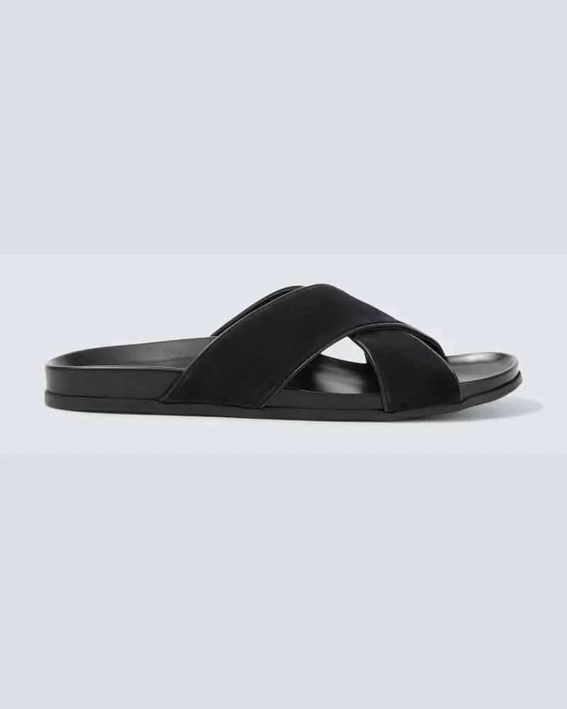 Manolo Blahnik Sandalen Chiltern aus Veloursleder Schwarz