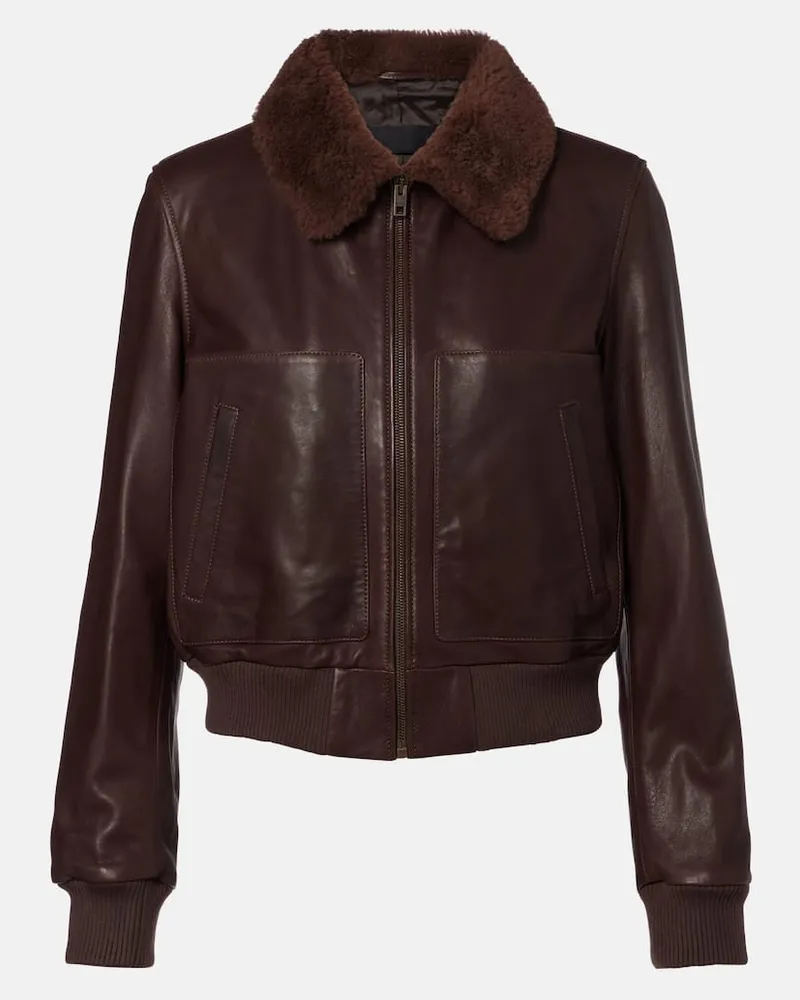 Nili Lotan Lederjacke mit Shearling Braun