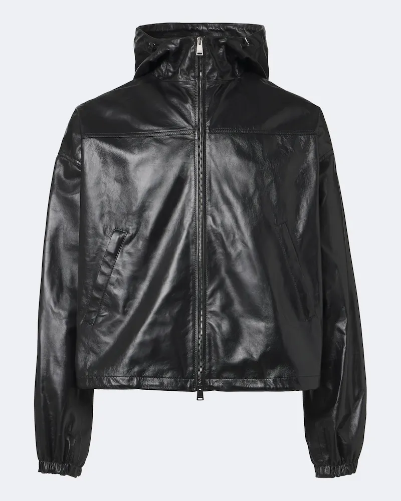 Fendi Bomberjacke aus Leder Schwarz