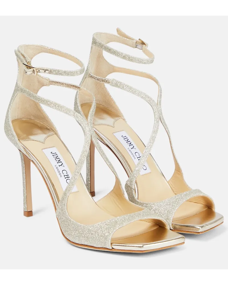 Jimmy Choo Sandalen Azia 95 mit Glitter Silber