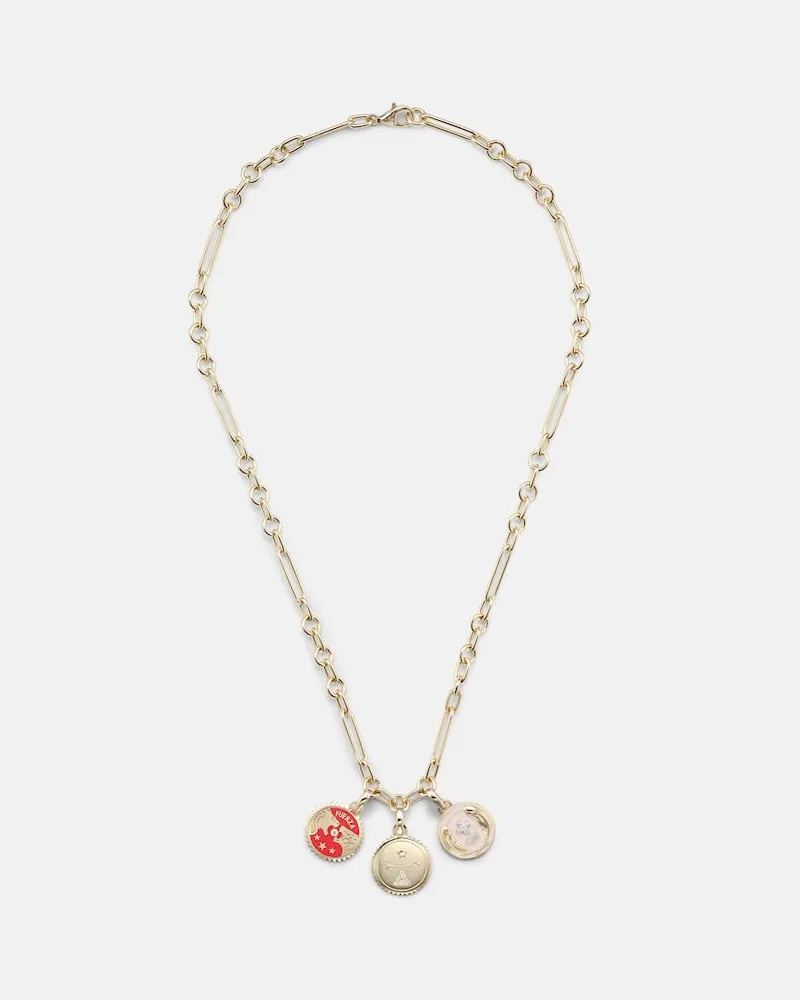 FOUNDRAE Halskette Dream, Vivacity & Strength aus 18kt Gelbgold mit Emaille und Diamanten Gold