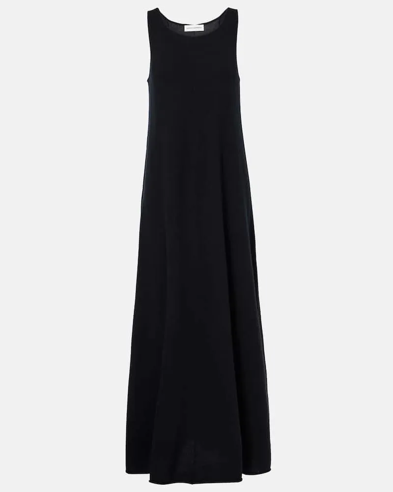 extreme cashmere Maxikleid N°386 Elisa Short aus Kaschmir Schwarz