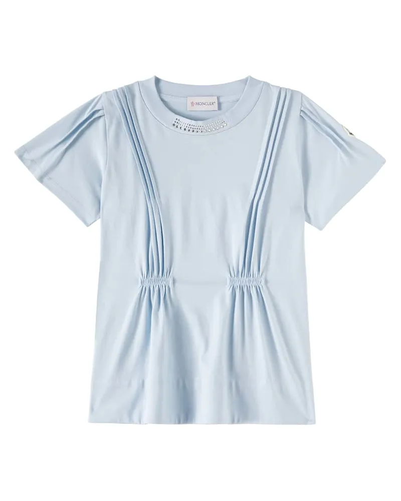 Moncler Top aus Jersey mit Kristallen Blau