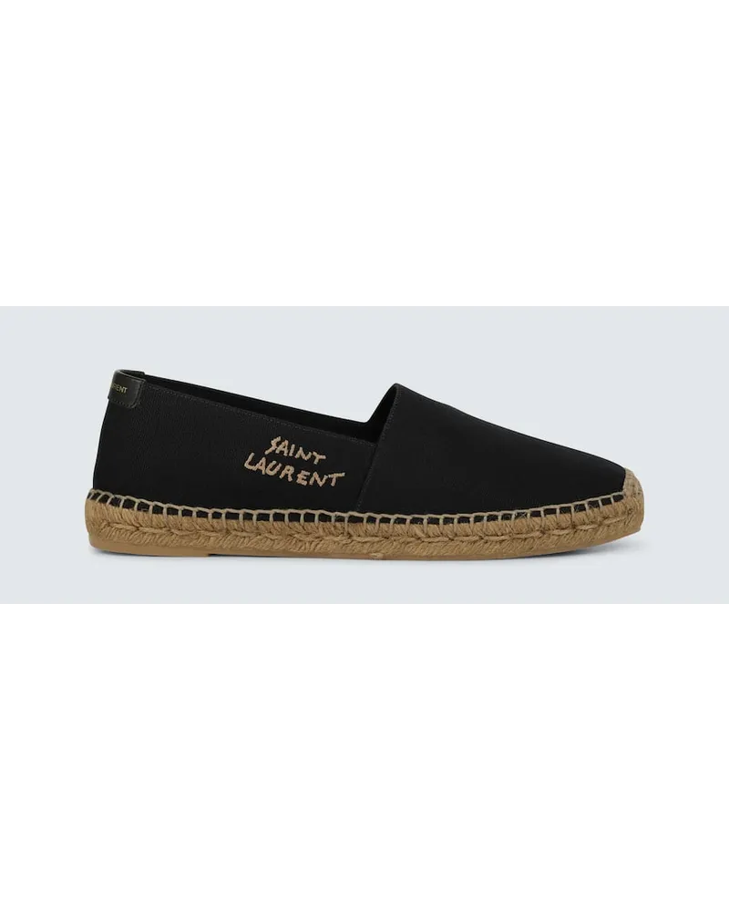 Saint Laurent Bestickte Espadrilles aus Canvas Nude