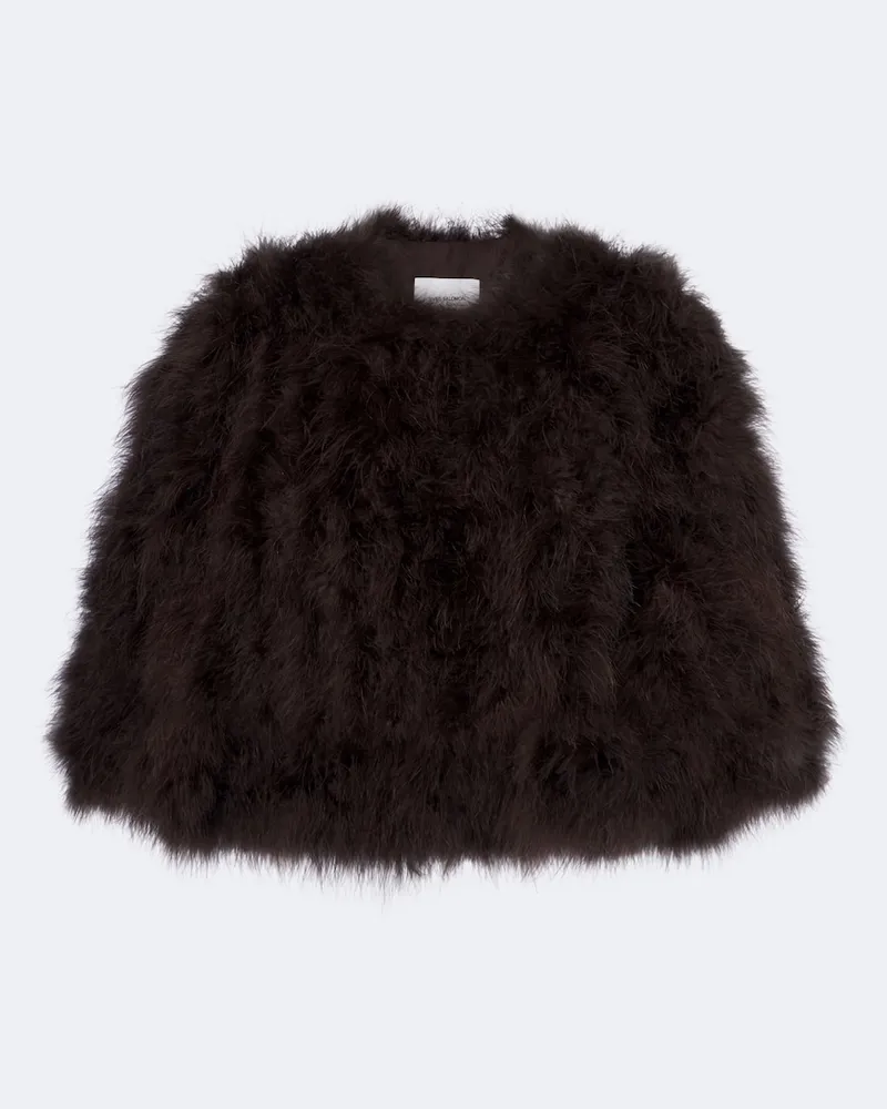 Yves Salomon Cropped-Jacke mit Federn Braun