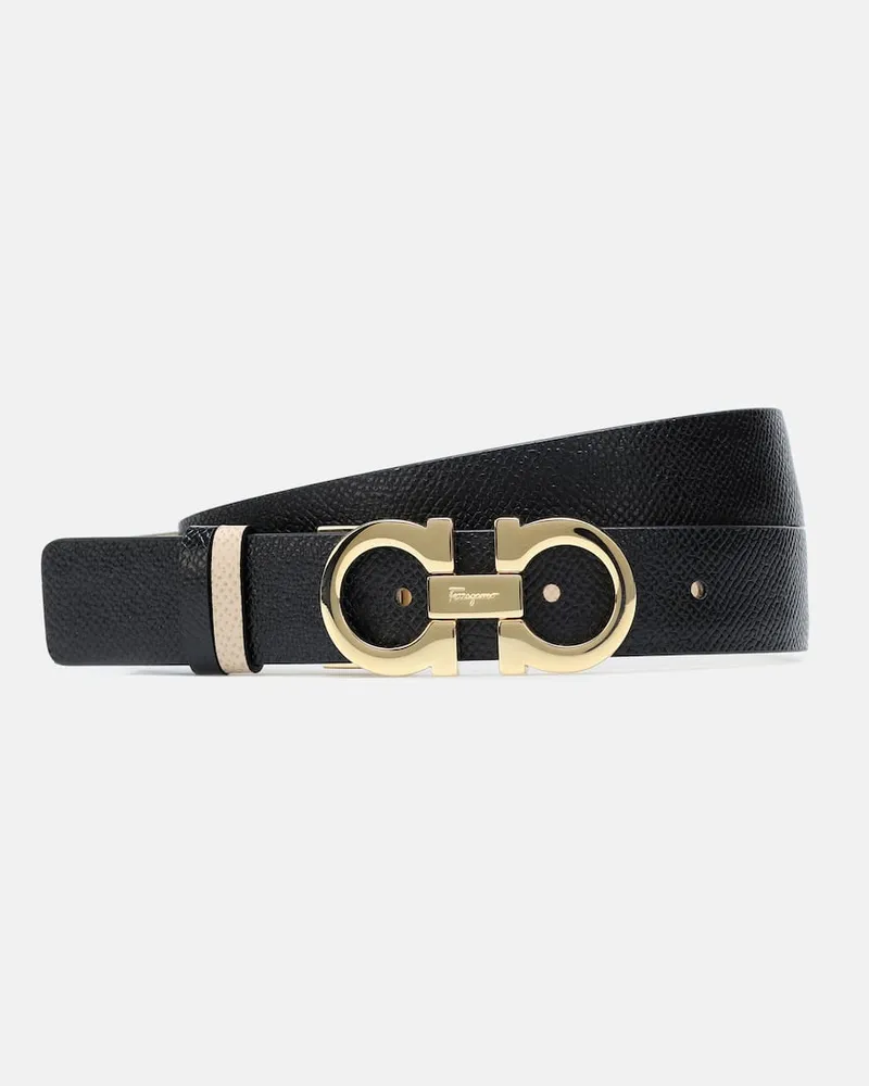 Ferragamo Wendbarer Gürtel Gancini aus Leder Schwarz