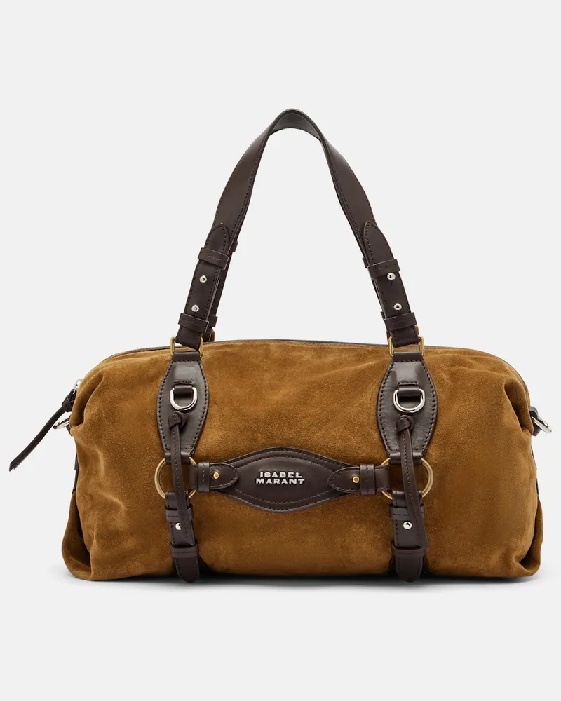 Isabel Marant Schultertasche Tilpa Medium aus Veloursleder Braun