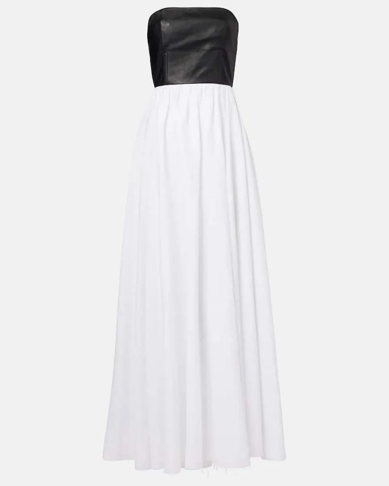 Gabriela Hearst Maxikleid Neferu aus Leinen mit Leder Weiß