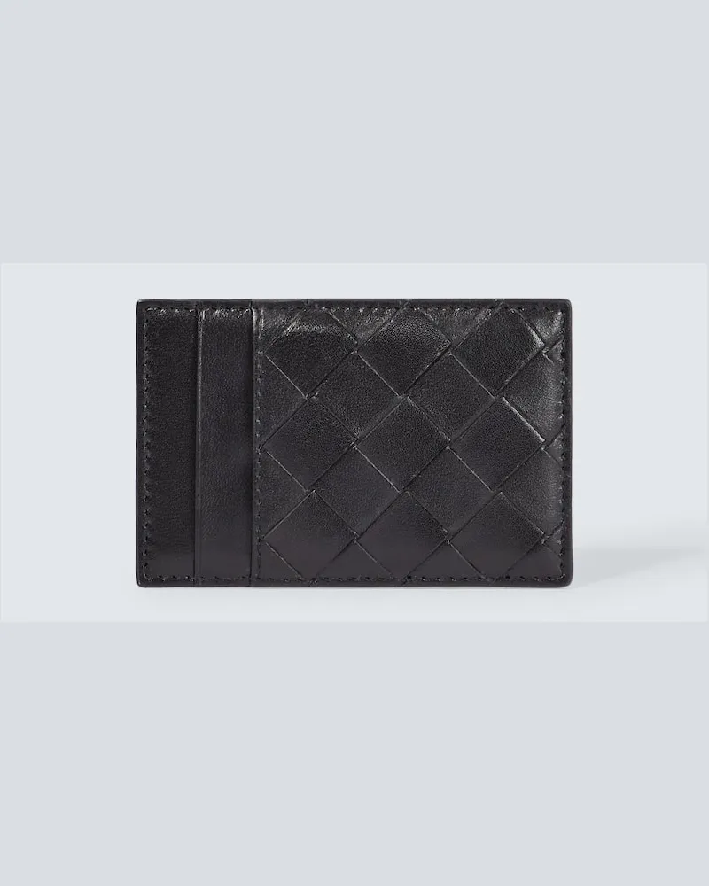 Bottega Veneta Kartenetui Intreccio aus Leder Schwarz