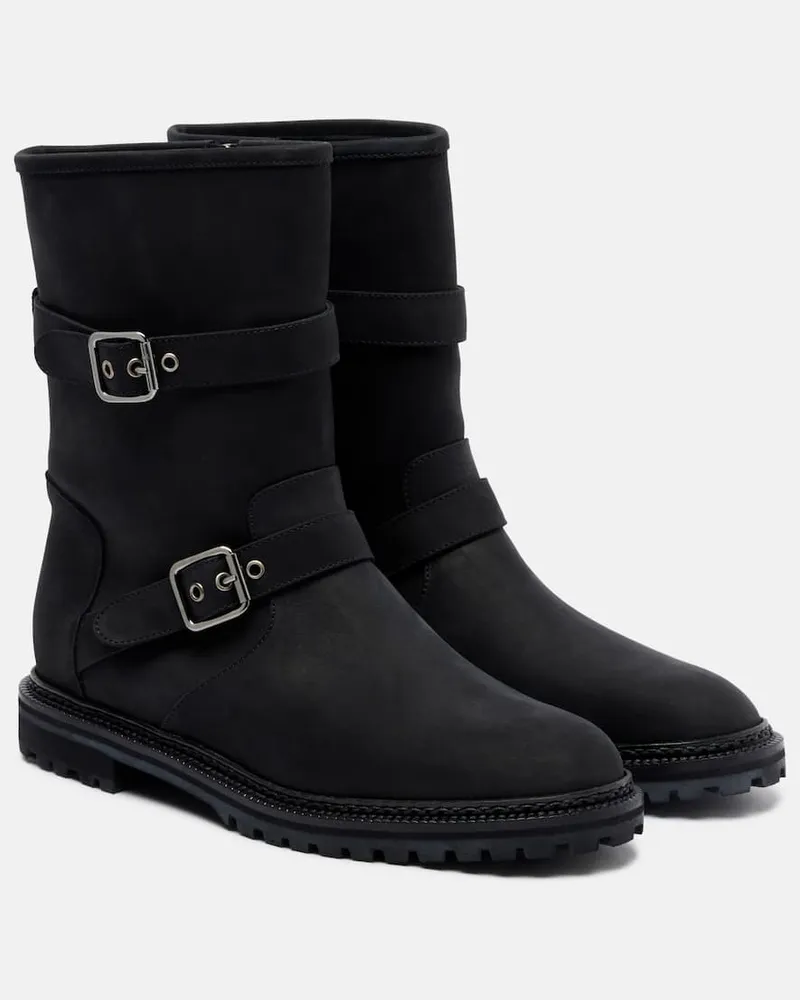Manolo Blahnik Bikerstiefel Sulaltrosa aus Leder Schwarz