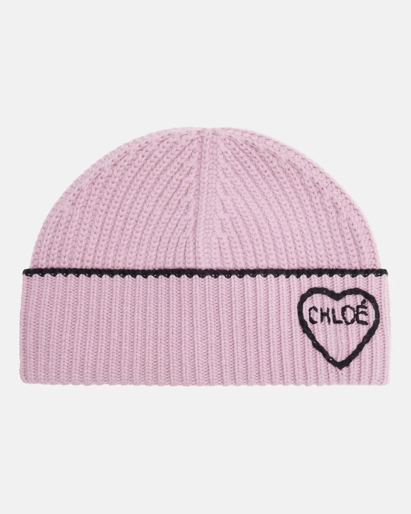Chloé Chloé Mütze Chloé Encœur aus Wolle und Kaschmir Rosa