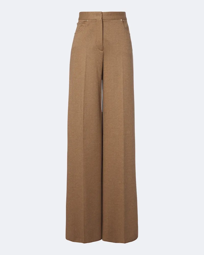 Max Mara Weite Hose aus einem Kamelhaargemisch Braun