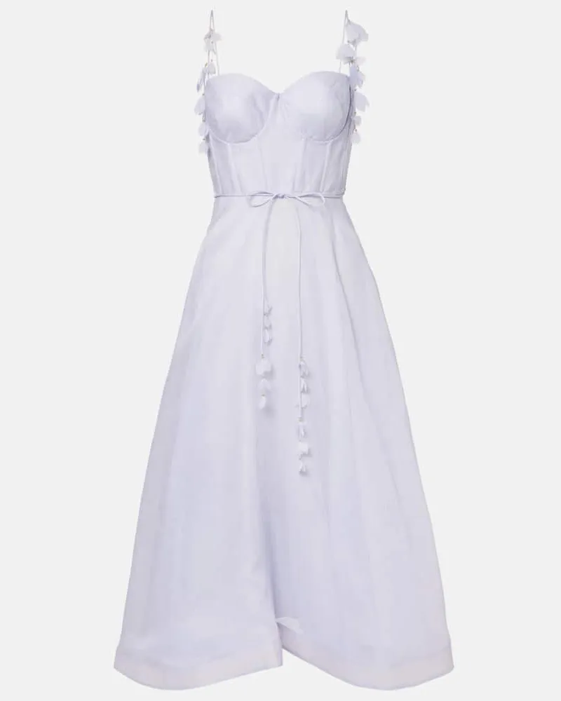 Zimmermann Midikleid Natura aus Leinen und Seide Blau