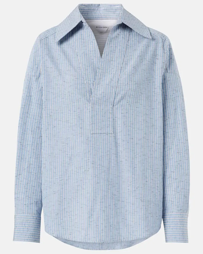 Bottega Veneta Bluse aus Baumwolle und Leinen Blau