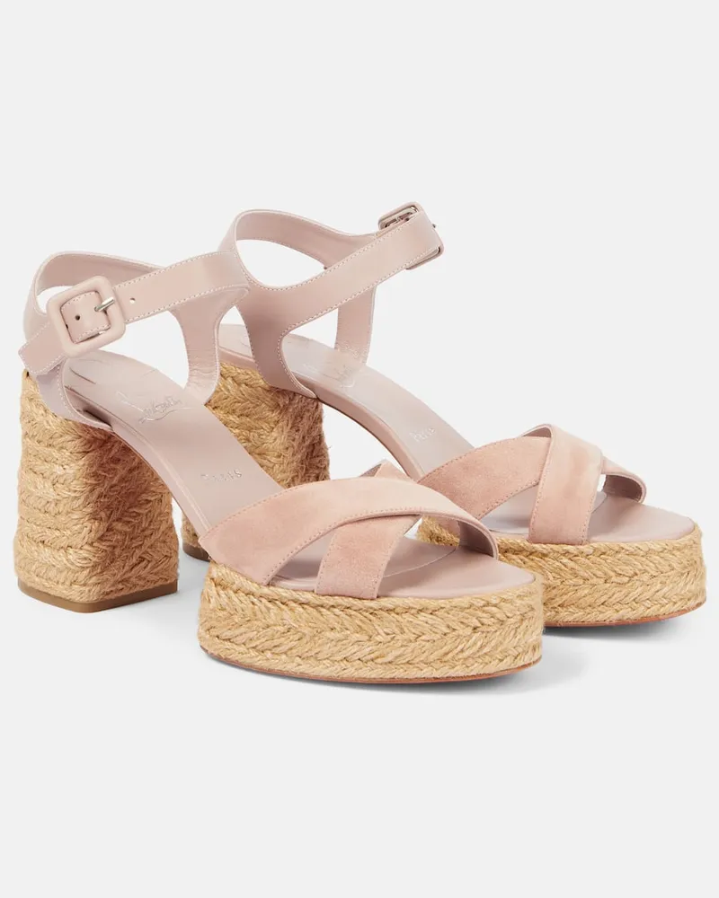 Christian Louboutin Espadrille-Sandalen Calakala aus Leder Pink