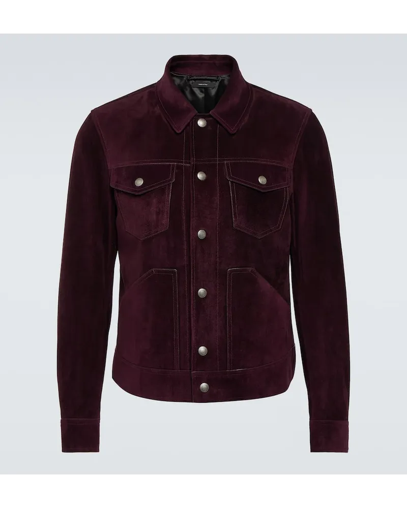 Tom Ford Jacke Western aus Veloursleder Burgund