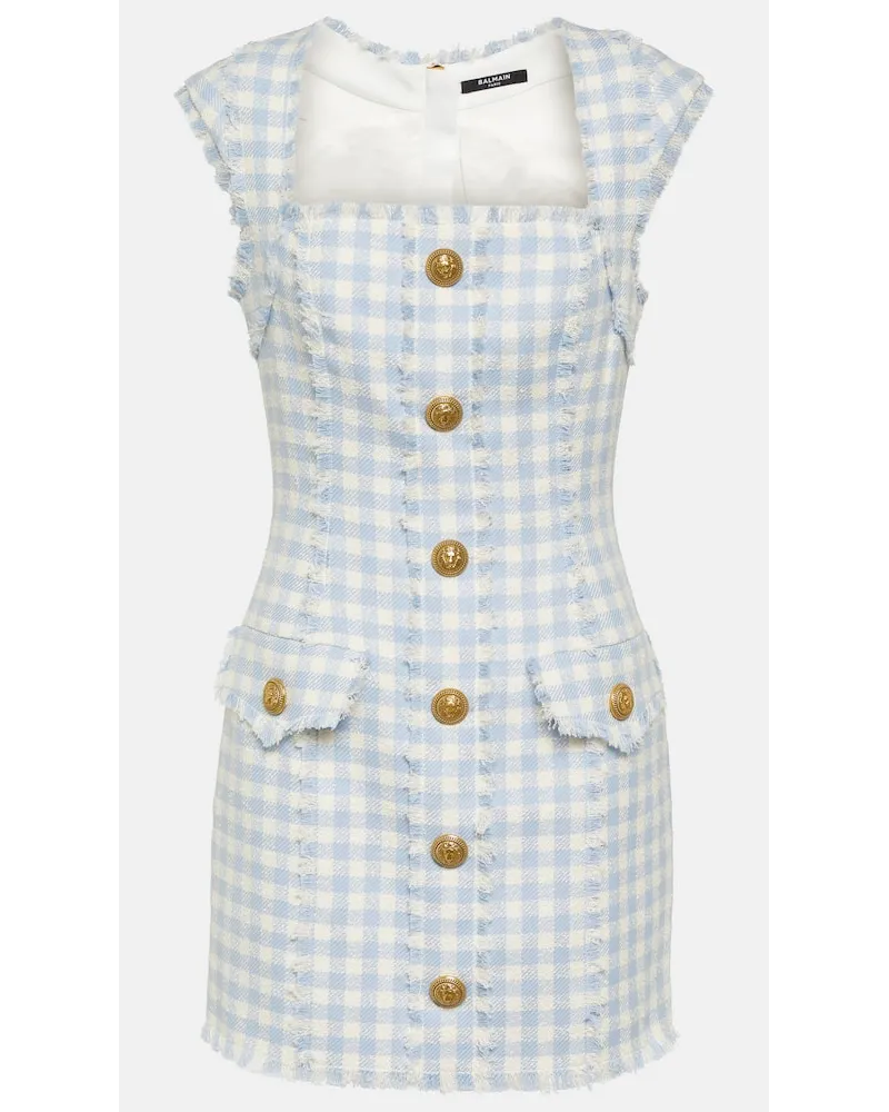 Balmain Minikleid Gingham aus Tweed Multicolor