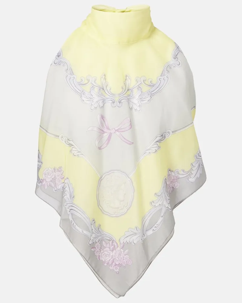 Versace Top Medusa Cameo aus Baumwolle und Seide Gelb