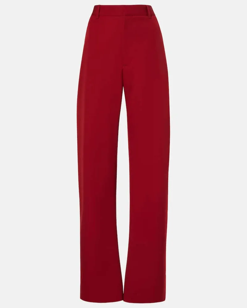 Bottega Veneta Gerade High-Rise-Hose aus Woll-Twill Rot