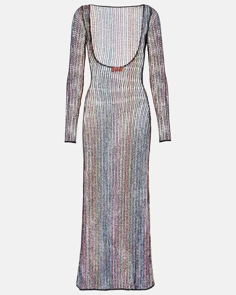 Missoni Maxikleid aus Häkelstrick mit Pailletten Multicolor