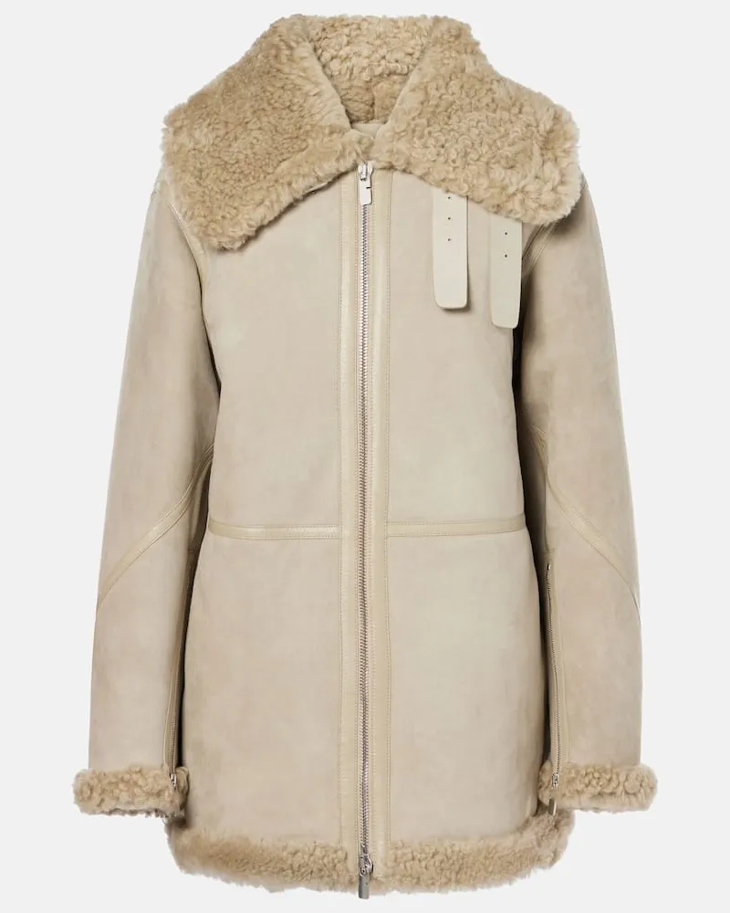 Burberry Lederjacke mit Shearling Grau